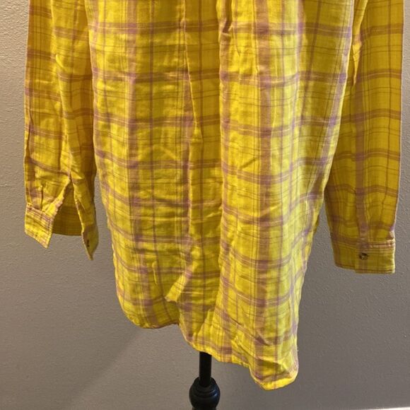 NWOT Anthropologie x Seen Worn Kept Plaid Buttondown Top Shirt in Yellow Size 6 - Picture 14 of 16